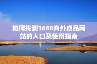 如何找到1688海外成品网站的入口及使用指南