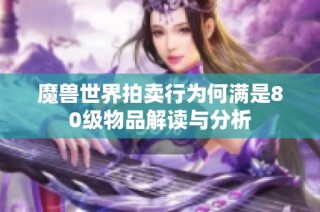 魔兽世界拍卖行为何满是80级物品解读与分析