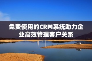 免费使用的CRM系统助力企业高效管理客户关系