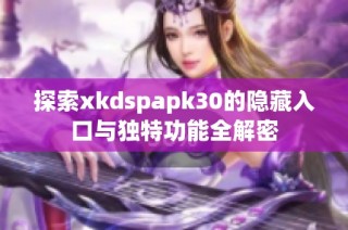 探索xkdspapk30的隐藏入口与独特功能全解密