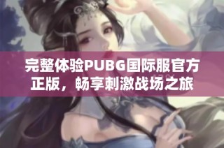 完整体验PUBG国际服官方正版，畅享刺激战场之旅