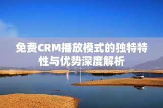 免费CRM播放模式的独特特性与优势深度解析