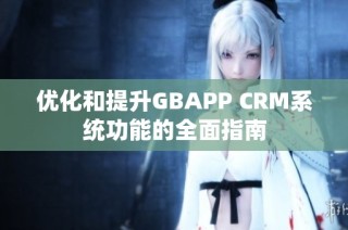 优化和提升GBAPP CRM系统功能的全面指南