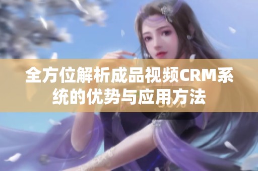 全方位解析成品视频CRM系统的优势与应用方法