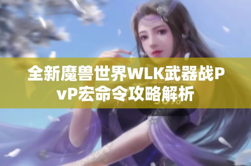 全新魔兽世界WLK武器战PvP宏命令攻略解析