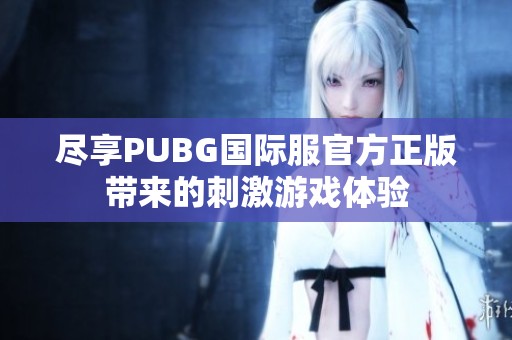 尽享PUBG国际服官方正版带来的刺激游戏体验