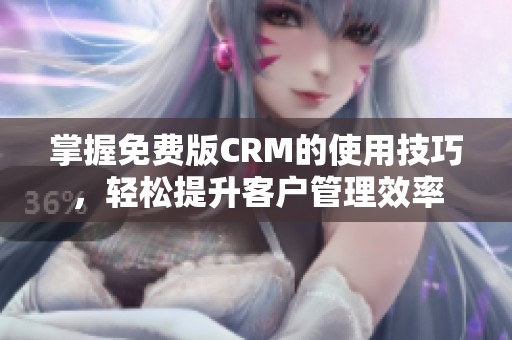 掌握免费版CRM的使用技巧，轻松提升客户管理效率