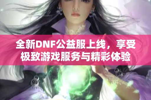 全新DNF公益服上线，享受极致游戏服务与精彩体验