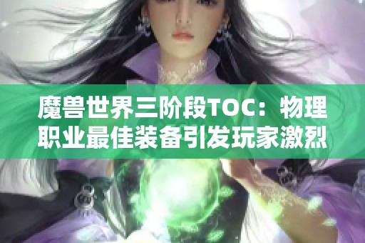 魔兽世界三阶段TOC：物理职业最佳装备引发玩家激烈竞争