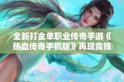 全新打金单职业传奇手游《热血传奇手机版》再现竞技魅力与热血风采