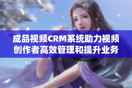 成品视频CRM系统助力视频创作者高效管理和提升业务绩效